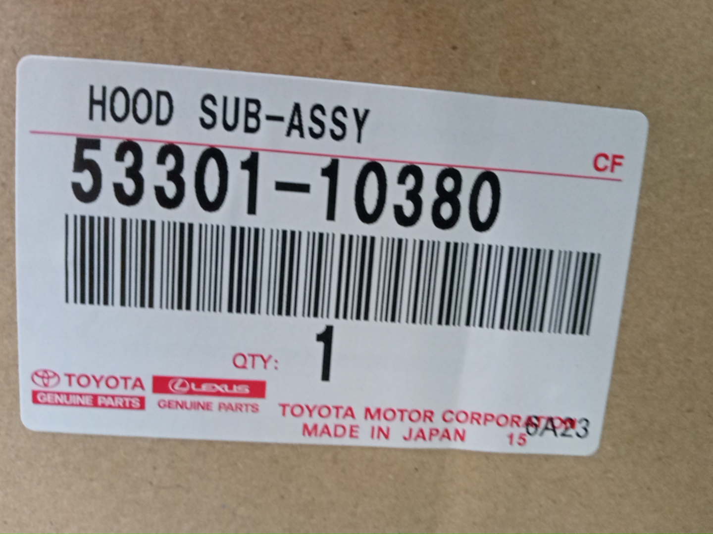 Капот TOYOTA C-HR NGX10 53301-10380 5 ракурс