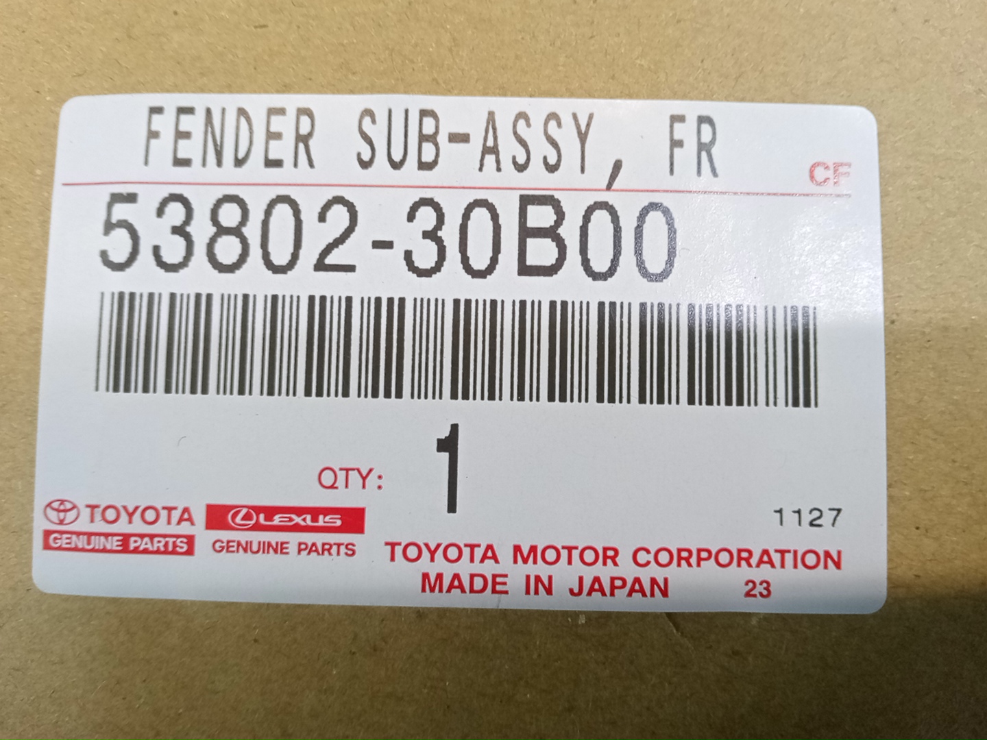 Крыло левое переднее TOYOTA CROWN AZSH36W 53802-30B00 4 ракурс