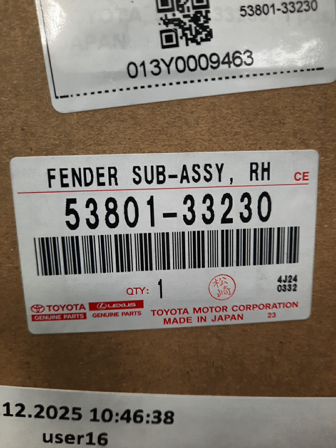 Крыло правое переднее LEXUS ES250 AXZA10 53801-33230 4 ракурс