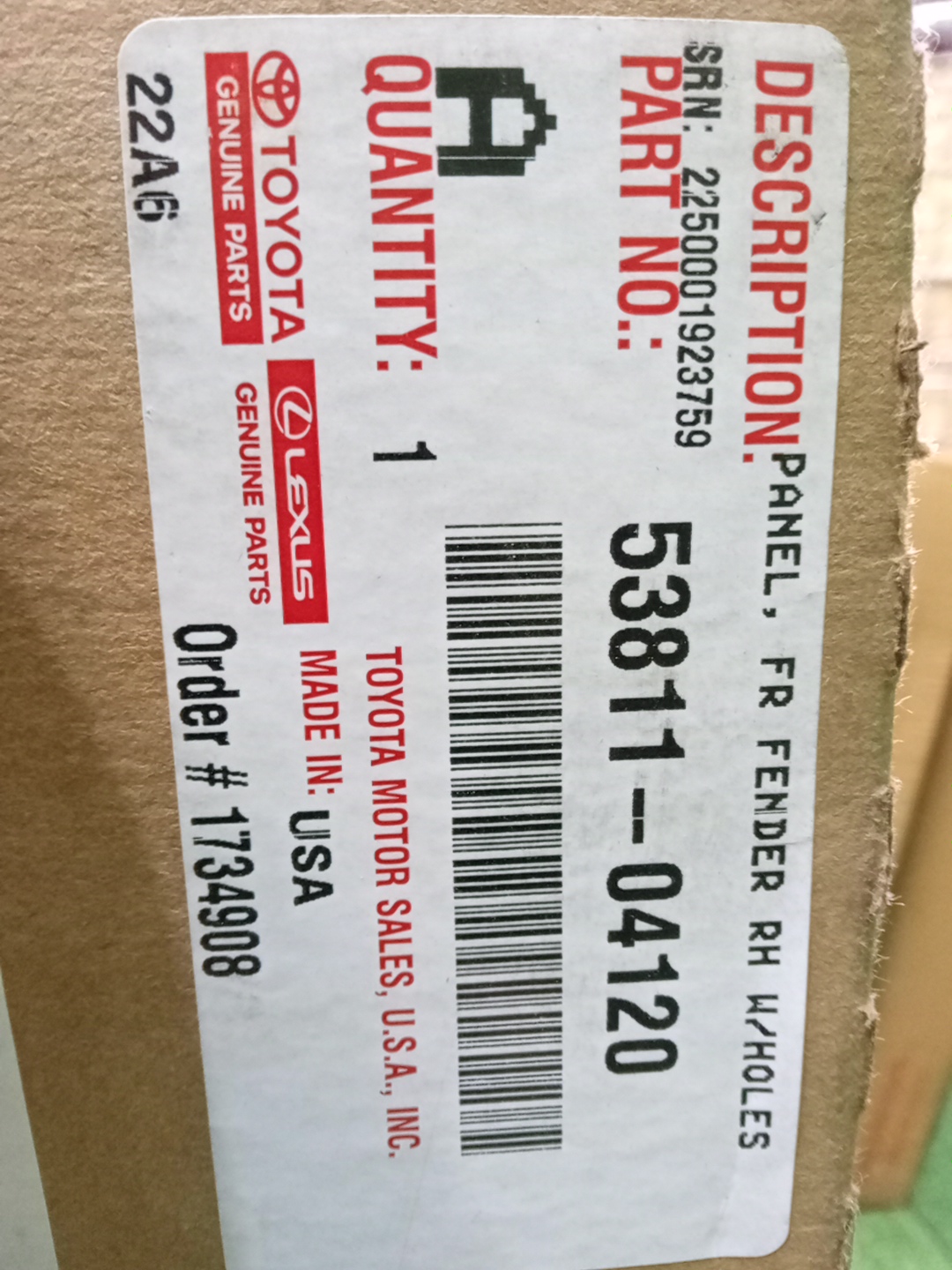 Крыло правое переднее TOYOTA TACOMA GRN305L 53811-04120 4 ракурс