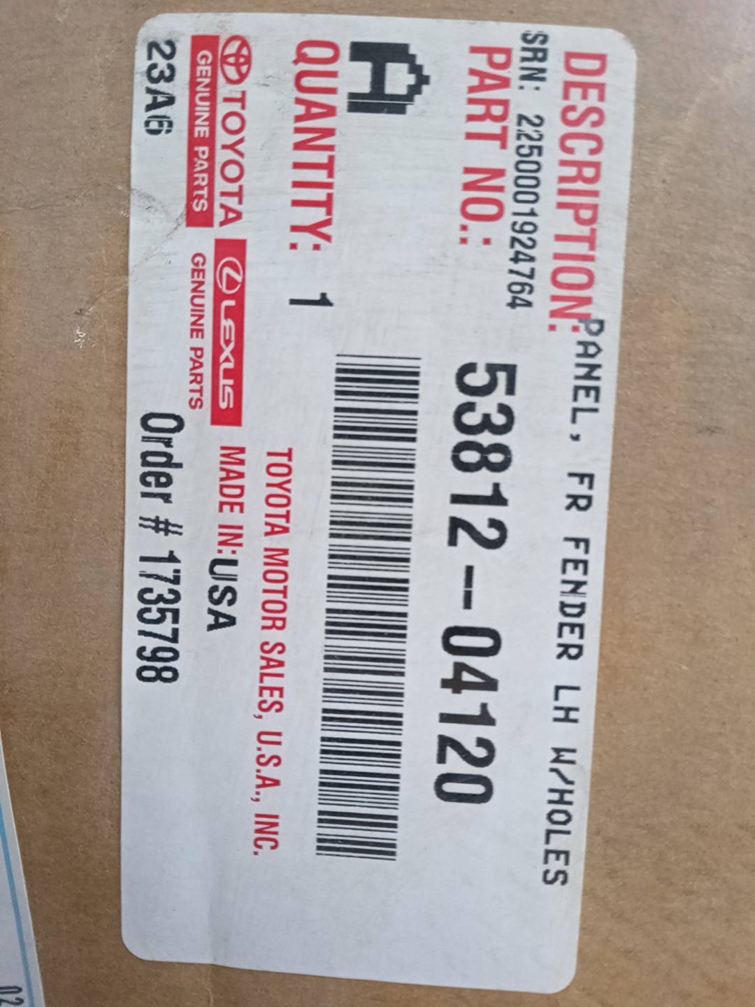 Крыло левое переднее TOYOTA TACOMA GRN305L 53812-04120 4 ракурс