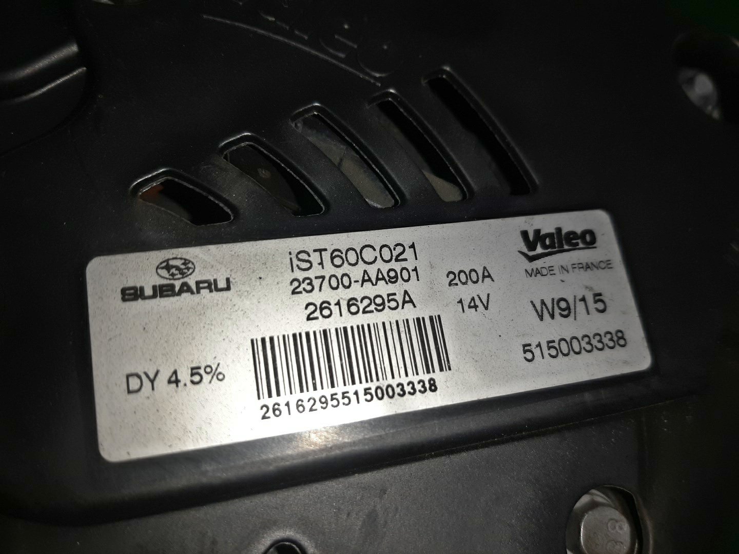 Генератор SUBARU XV GPE FB20 23700-AA901 5 ракурс