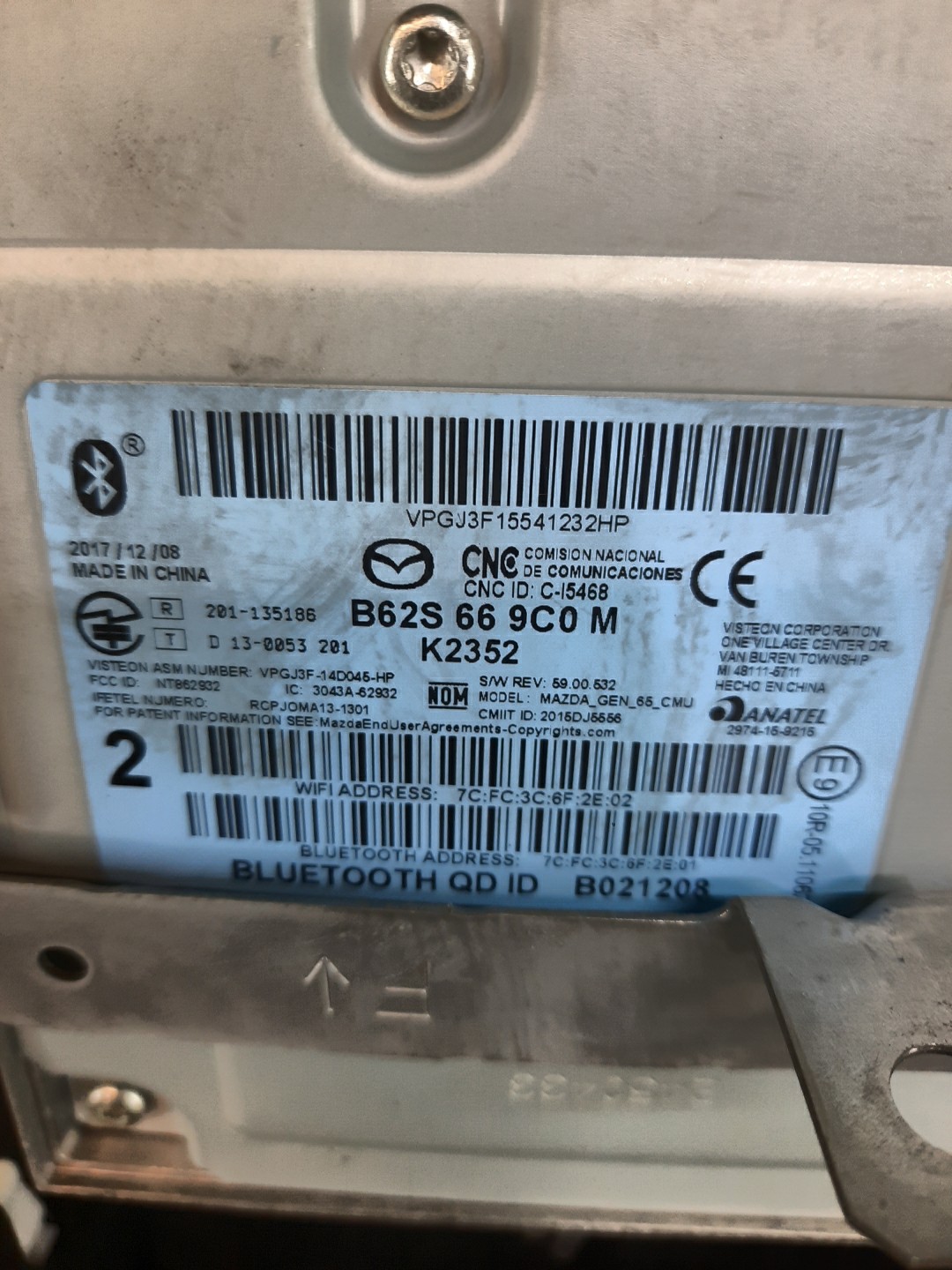 Монитор MAZDA AXELA BM5FS B62S669C0M 5 ракурс
