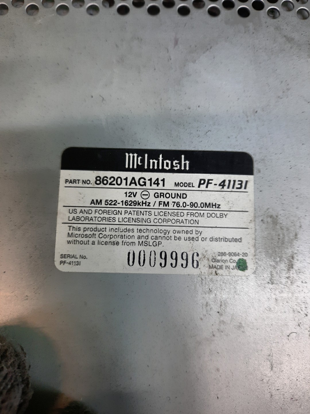 Магнитофон SUBARU LEGACY BL5 86201AG141 2 ракурс