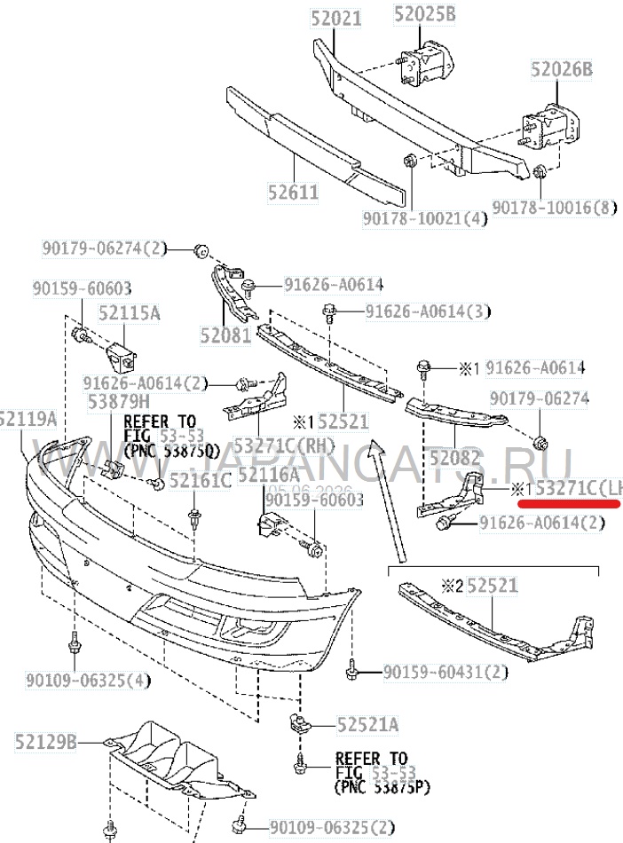 Крепление фары левое переднее LEXUS GX470 UZJ120 53272-60011 4 ракурс