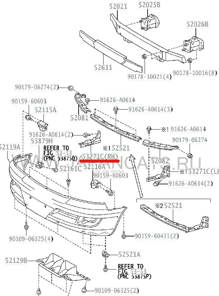 Крепление фары правое переднее LEXUS GX470 UZJ120 53271-60011 4 ракурс