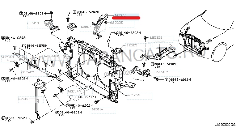 Крепление фары правое переднее INFINITI QX70 S51 62520-1CA0A 4 ракурс