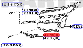 Крепление фары правое переднее TOYOTA VOXY MZRA90W 81146-V1050 4 ракурс