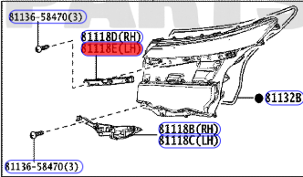 Крепление фары левое переднее TOYOTA VOXY MZRA90W 81186-V1080 4 ракурс