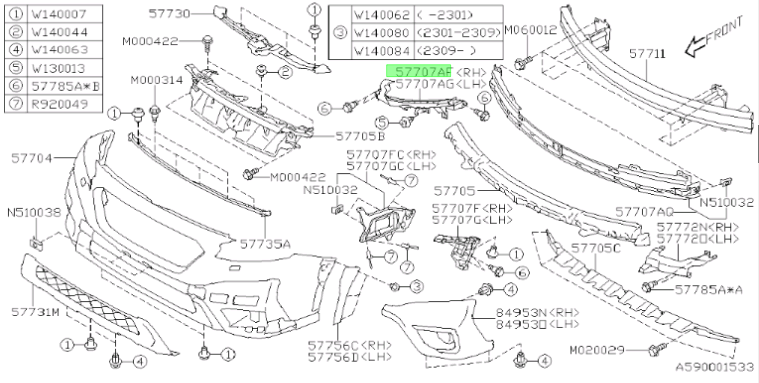 Крепление фары правое переднее SUBARU OUTBACK BT5 57707AN081 4 ракурс