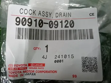 КРАН СЛИВНОЙ БЛОКА ЦИЛИНДРОВ 90910-09120 004Y0000053 НА TOYOTA