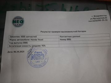 БАТАРЕЯ ГИБРИДНОЙ УСТАНОВКИ НА HONDA VEZEL RU3 LEB
